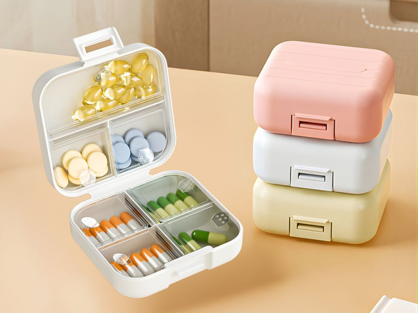 Contenedor para medicamentos organizador de comprimidos y cápsulas 7 compartimentos caja de viaje