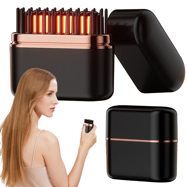 Hair straightening brush usb hair straightener temperature control