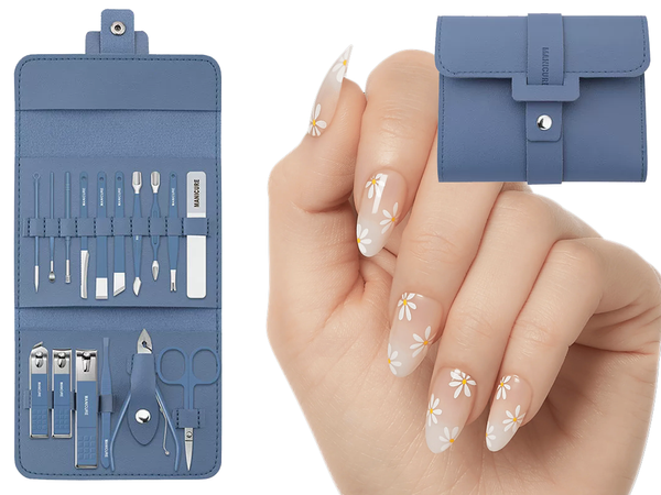 Nail kit manicure pedicure toolbox case nail clippers 16 pieces