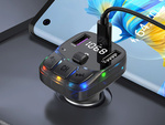 Automobila mp3/wma transmitteris 2xusb + usb c bluetooth 5.3 led qc 3.0