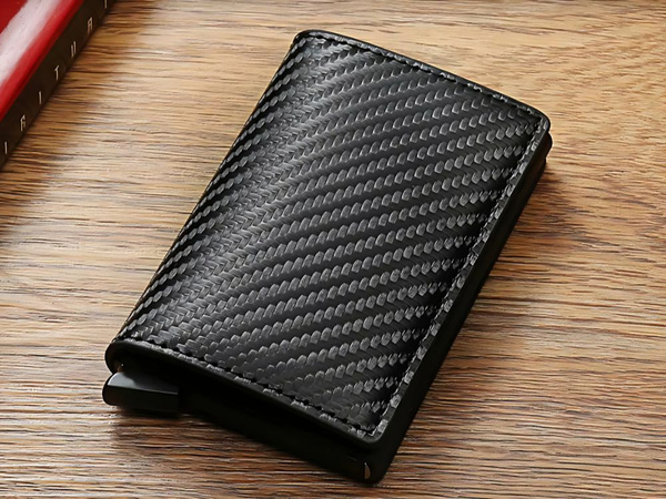 Cartera antirrobo rfid para hombre negra para tarjetas billetes ecopiel