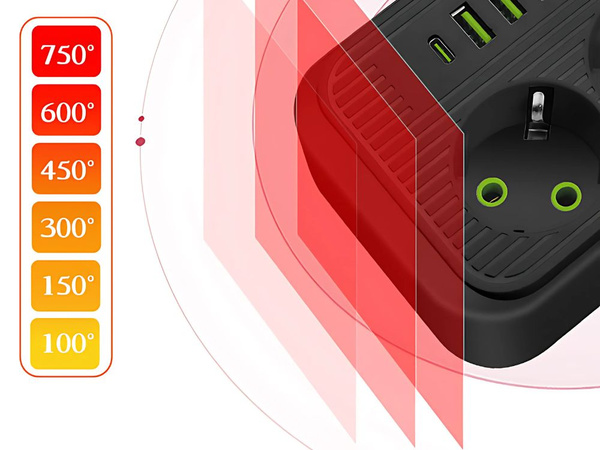 3 zásuvka napájecí zásuvka 3 zásuvka 250v 2m 4x usb 1x ucb-c