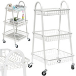 Shelf kitchen bathroom cabinet on wheels metal rack three levels 3