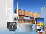 Kamera ar diviem objektīviem wifi ārēja rotējoša wifi kustības detektors ip