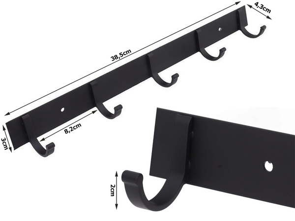 Wall clothes rack for hallway bathroom 5 hooks