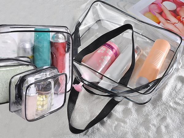 3-in-1 trusă transparentă de cosmetice pentru organizator de călătorie pentru avioane