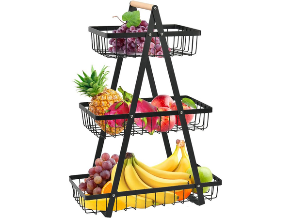 Estante de cocina altillo organizador de cocina de tres pisos con cesta