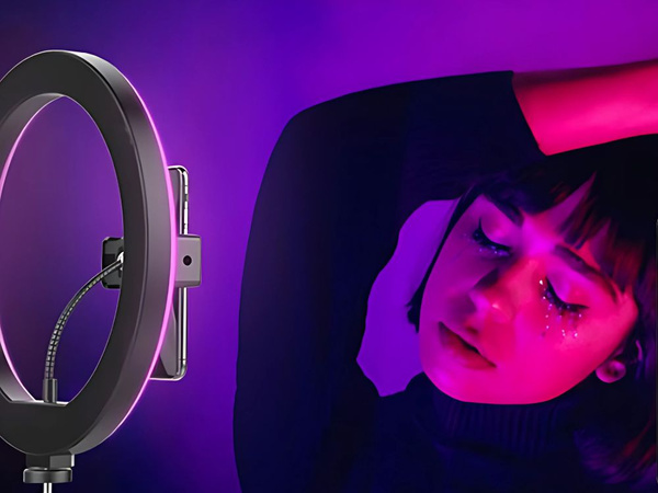 Led rgb ring light + phone holder + adjustable tripod