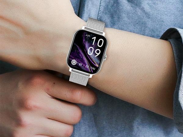 Smartwatch women's men's rubber strap sports Bluetooth calls grey