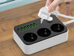 3-spot 250v 2m 6x usb polnilni vtič