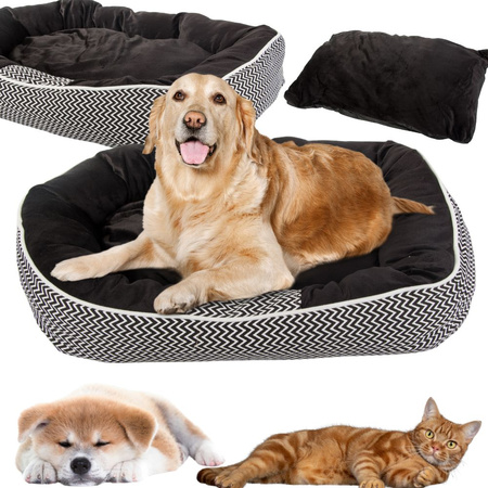 Dog bed soft comfortable fluffy plush bed with cushion