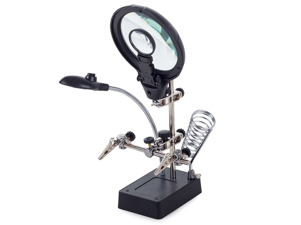 Lupa trzecia ręka 5 led uchwyt 2,5x 90mm lutowania