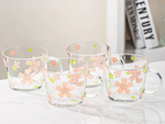 Dinner set: bowls, mugs, cups, salad bowls, glass, floral pattern, 6 pieces