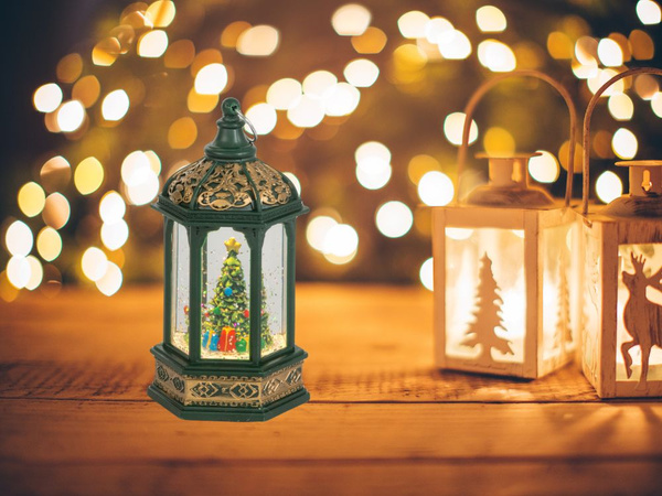 Linterna led decoracion arbol de navidad con purpurina