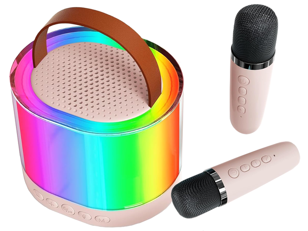 Karaoke komplekt 2x traadita mikrofon kaasaskantav bluetooth kõlar rgb