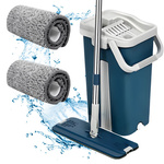Flat mop with foldable microfibre bucket floor scrubber 2 attachments