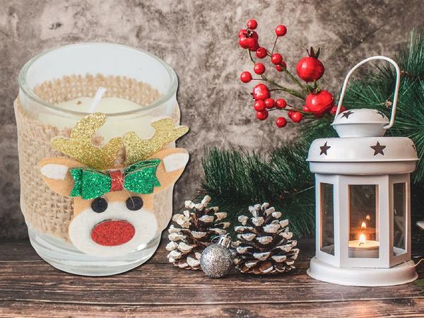 Illatgyertyák üveg gyertyák rénszarvas karácsonyi szett 2 db