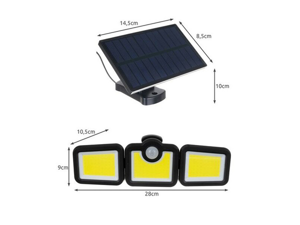 Lampe solaire avec capteur de mouvement crépusculaire 171 led panneau séparé jardin