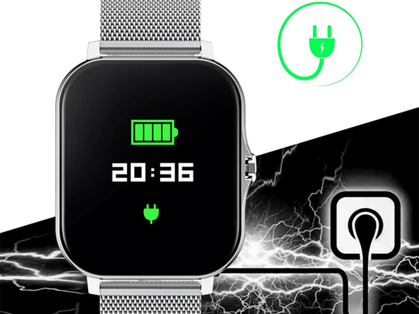 Reloj inteligente para mujer y hombre con correa de goma, Bluetooth, llamadas, color gris