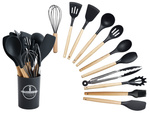 Ensemble d'ustensiles de cuisine en silicone et bois accessoires cuillères 12 pièces