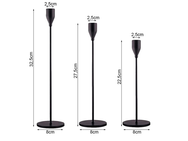 Portavelas glamour metal juego de mesa decorativo 3 pcs