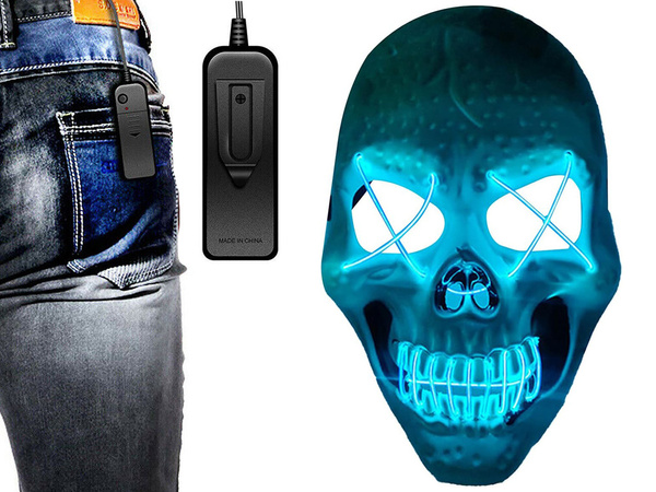 Viinud kolju mask halloween hõõguv viinud pidu