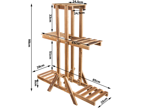 Support de pot de fleurs à trois niveaux pots de fleurs en bois