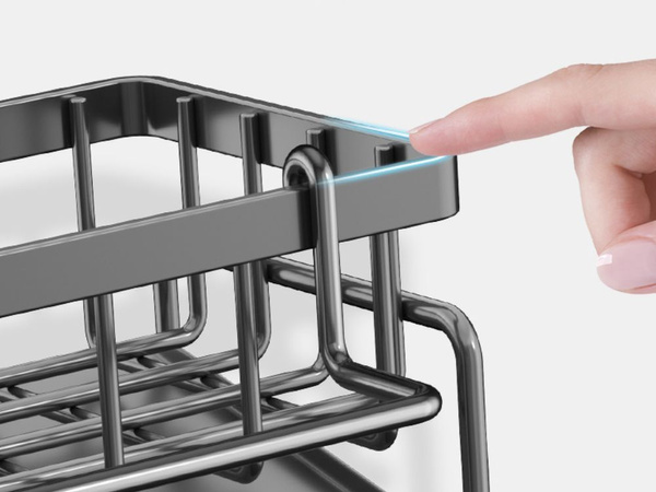 Coș de spălat bucăți organizator de bureți utensile de bucătărie lichide tavă de scurgere din metal