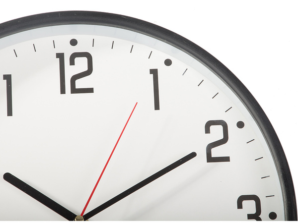 Horloge murale grand silencieux 30cm aiguille ronde date température bois