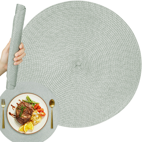 Salvamanteles redondo para mesa de cocina salvamanteles trenzado gris