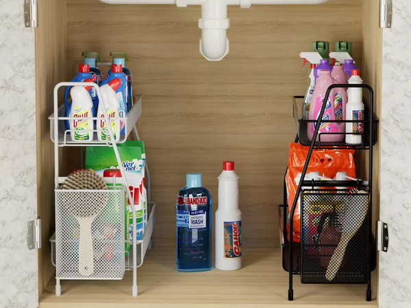 Étagère de cuisine loft organisateur de cuisine à deux étages avec panier