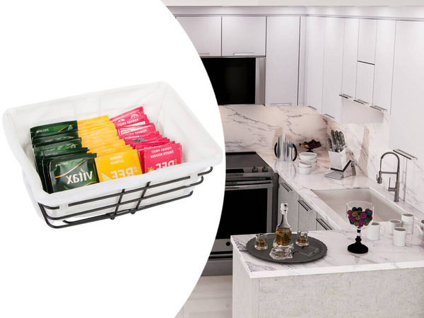 Loft metal wire basket for kitchen for fruit bread with lining