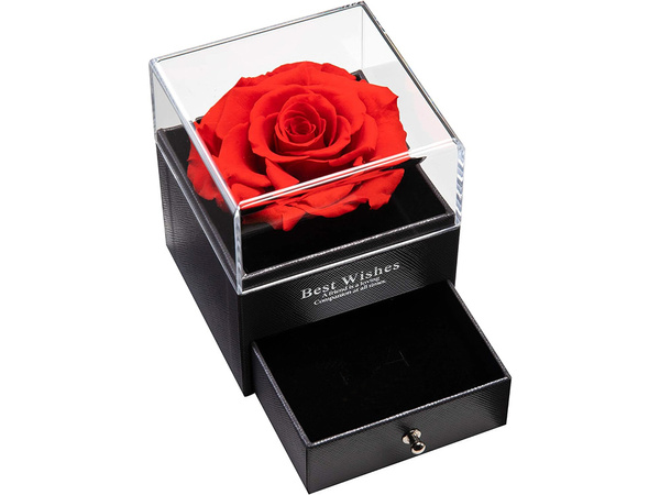 Rosa eterna en caja caja de regalo joyería collar cajón