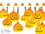 Citrouille 10 led pendante halloween 200cm décoration lumineuse décoration citrouille