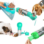 Botella dispensador de comida bebedero para perros y gatos cuenco con dispensador de bolsas 300 ml