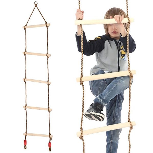 Garden rope ladder for children wooden swing climbing
