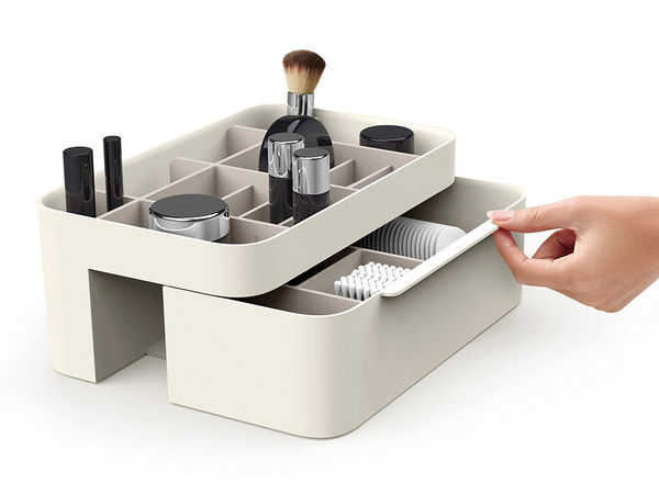 Organizador de cosméticos con cajón y espejo