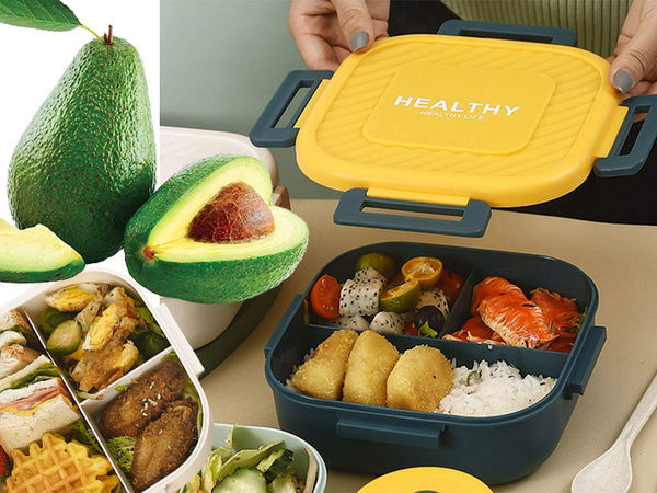 Lunchbox homemade breakfast container with compartments for breakfast and lunch, including cutlery