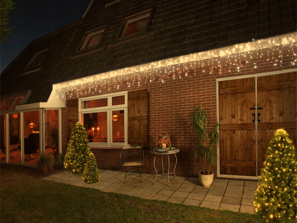 Fényfüggöny 300 led hideg fehér 10m kombinált karácsonyfa fényfüzér füzérrel