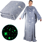 Deka s rukávmi fleece teplá mikina župan neon