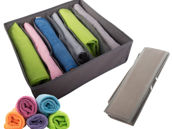 Bra organiser 6 compartments for wardrobe drawer grey