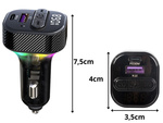 Avtomobilski oddajnik fm mp3/wma usb a+usb c 30w bluetooth 5.3 led qc 3.0