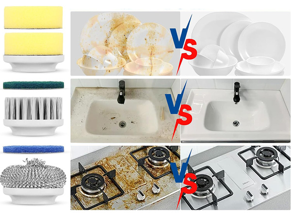 Brosse rotative électrique sans fil pour le nettoyage de la cuisine 5in1