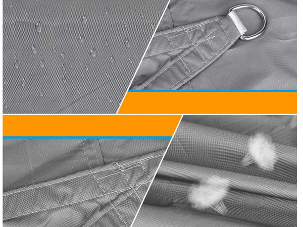 Żagiel przeciwsłoneczny wodoodporny ogrodowy 3x2m szary prostokąt markiza