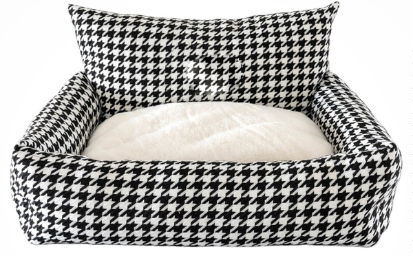 PET BED SOFA M BLACK-WHITE CHECK (25)