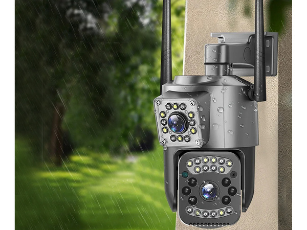 Cámara con dos objetivos wifi exterior giratoria detector de movimiento ip 4g