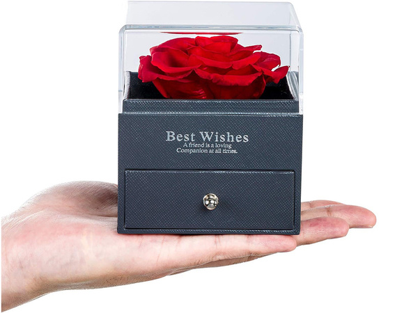 Rosa eterna en caja caja de regalo joyería collar cajón