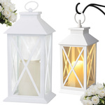 DECORATIVE LED LANTERN WITH ELECTRIC BATTERY-POWERED CANDLE