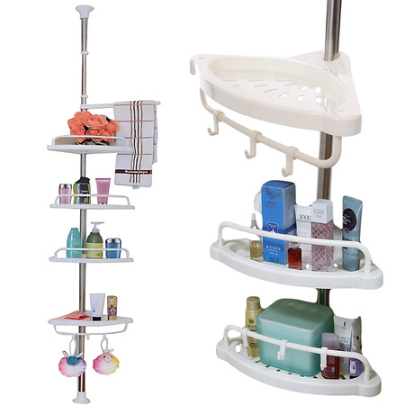 Kopalnica kotna polica kopel tuš teleskopska bela polica 4 ravni