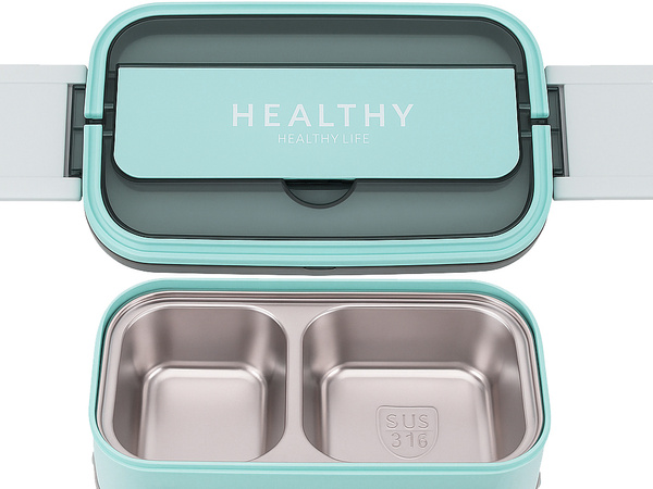 Frühstücksbox mit fächern stapelbarer behälter xxl besteck lunchbox 1400 ml